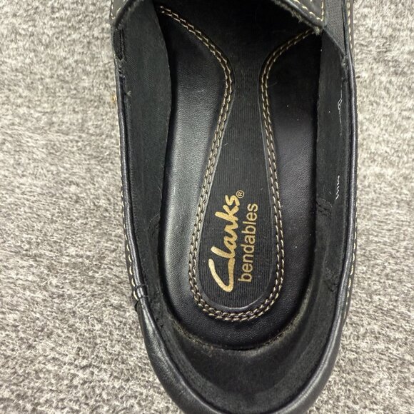 ✅Clarks Bendables Loafers Women's 7.5M Black Leather Shoes W/Adjustable Straps - Picture 4 of 10